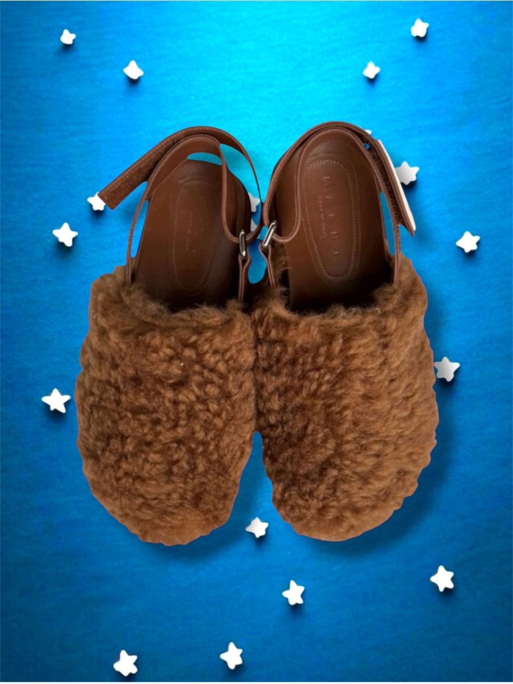 🆕💗MARNI Fussbett Sabot Shearling Brown Slip On Mules • BROWN • EU 37 • NWT